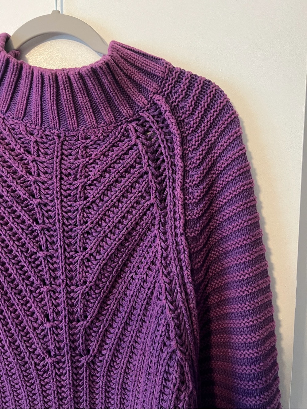 Free People - Purple Cable- Knit Women's Sweater